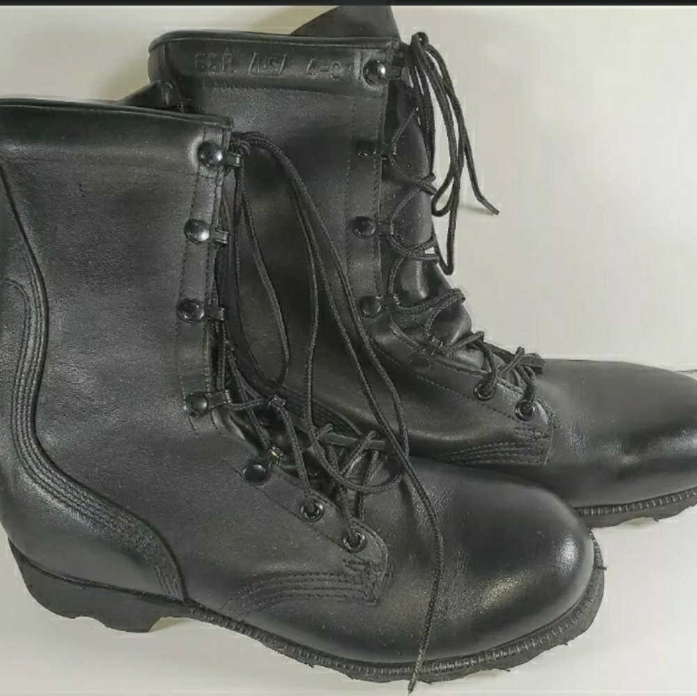 Wellco Combat Boots 6.5 Black Leather Vintage Surp